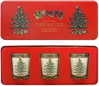 Wax Lyrical Spode Christmas Tree Candle Gift Set, 3 Fragranced Glass Votive CHR8001