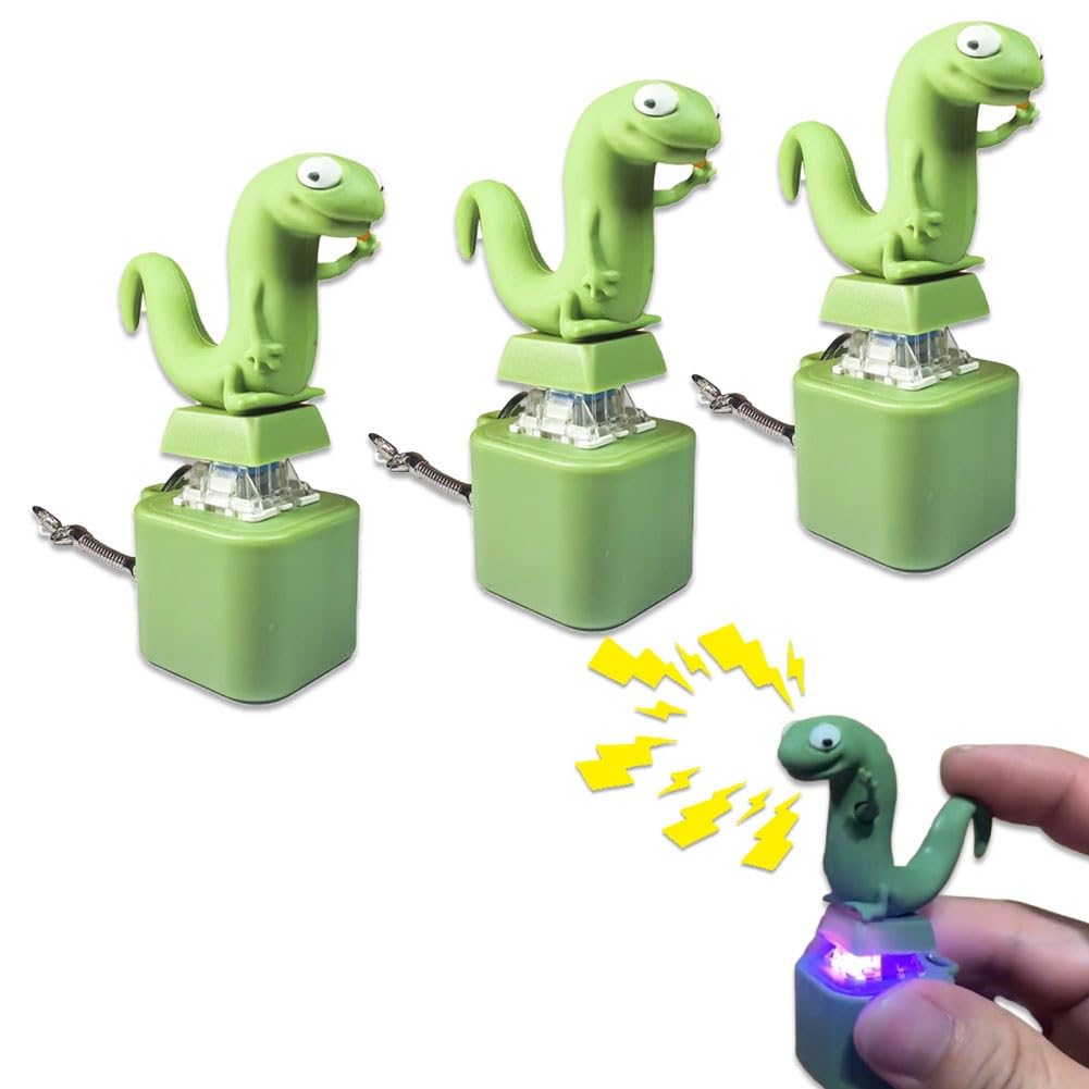 Lizard Keychain Sound, 2025 New Keyboard Clicker Lizards Fidget Toys, Fun Rechargeable Keychain with Colorful Lights