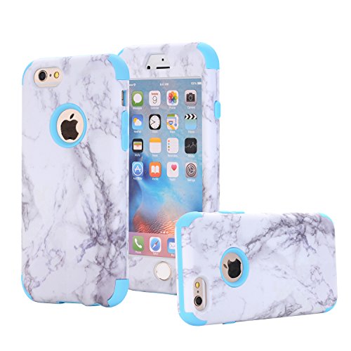 iPhone 6 Plus Case, iPhone 6S Plus Case, SUMOON [Drop Protection] Hybrid Heavy Duty Three Layer Verge Shockproof Full-Body Protective Armor Defender Case for iPhone 6S Plus 5.5 Inch (Marble Blue)