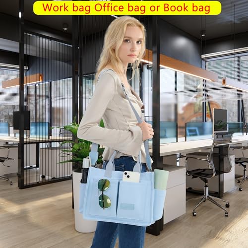 Image of ZHMO Canvas Tote Bag for Women,Women's Bags Crossbody Bags Work Laptop Tote Bag Large Handbags Purse for Travel Nurse Teacher