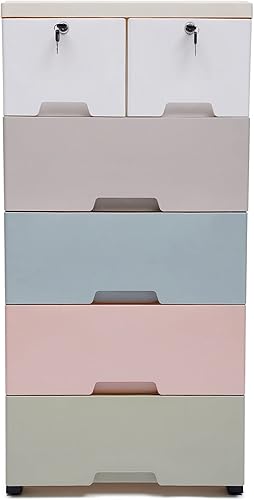 Cajones tipo plástico de 5 niveles, apilable, multifunción, torre de almacenamiento vertical de ropa, organizador de ropa para niños, para pasillo,