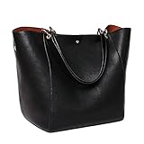 Obosoyo Women's Waterproof Handbags ladies Synthetic Leather Tote Shoulder Bags Fashion Travelling Mommy Soft Hot Black