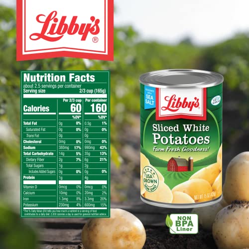 Libby's Sliced White Potatoes | Delicious Mildly Sweet Flavor And Pleasant White Color | Seasoned With Sea Salt | Grown & Made In Usa | 15 Oz (Pack Of 12) #TOP4