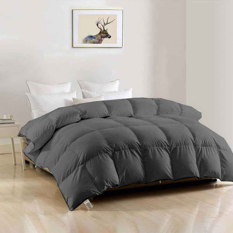 Image of ARLinen AC Comforter Quilt Blanket for All Season ac Blanket for Summer Super Soft Fluffy Comforter, 300 GSM (90 inch x 100 inch Inches /228cm x 254cm) - Double Bed Comforter|Dark Grey| TC - 400