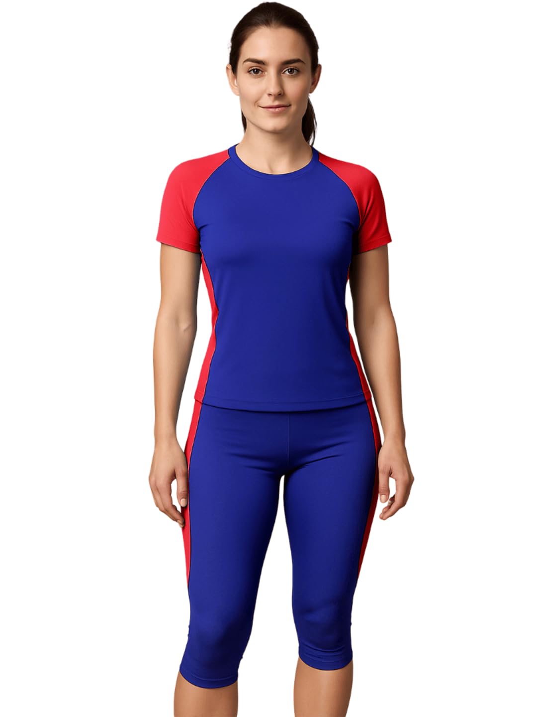 lycot Women’s Solid Activewear Set – T-Shirt with 3/4 Length Tights for Gym, Yoga & Training-picture-13