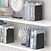 VFINE Bookends 1 Pair, Black Metal Book Ends, Heavy Bookends for Shelves, Book Stopper for Heavy Books, Book Organizer for Home Office School Supplies