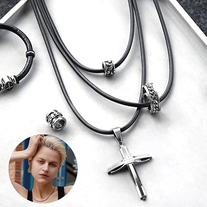 CYXZMYA Lederband Halskette 3mm, 51cm, Schwarz, Unisex, Kautschuk mit Edelstahl Verschluss, Geflochten, für Männer, Frauen, Jungen, Mädchen