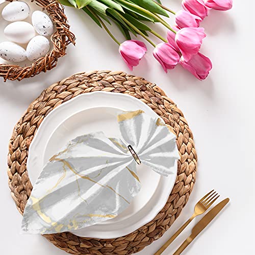 White Gold Marbling Cloth Napkins Set Of 6 Dinner Napkins Set Solid Washable Reusable Polyester Table Napkins Oversized 20"X20" Home Party Festival Decorations #TOP3