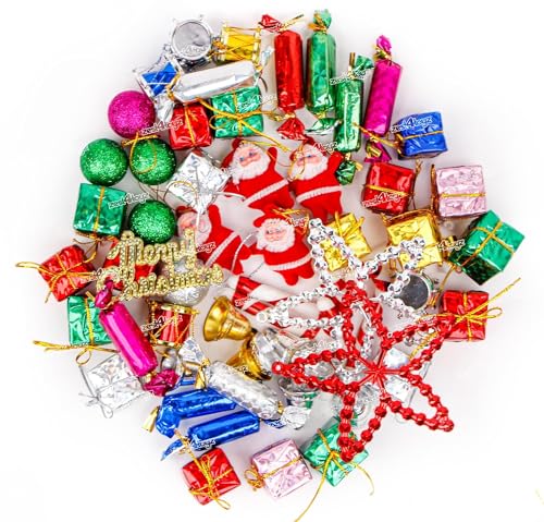 Zest 4 Toyz 30 PCS Christmas Tree Decorations Items with Bells Candy Sticks Drums Stars Gift Boxes and Santa Ornaments Props Festive Xmas Tree Decorations for Home
