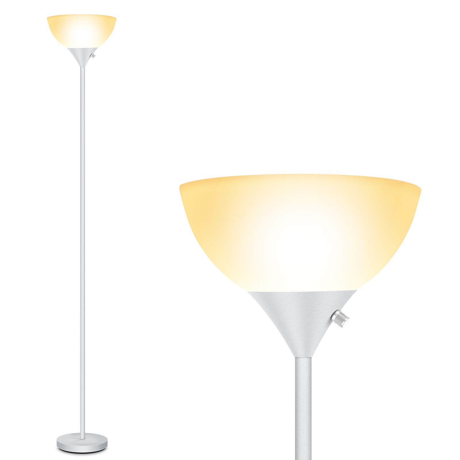 BoostArea Floor Lamp, Standing Lamp, 9W LED, Energy Saving, 50,000hrs Long Lifespan, 3000K Warm White, Eye-Caring,Torchiere Floor Lamps for Living Room,Bedroom,Office,Reading, White Floor Lamps