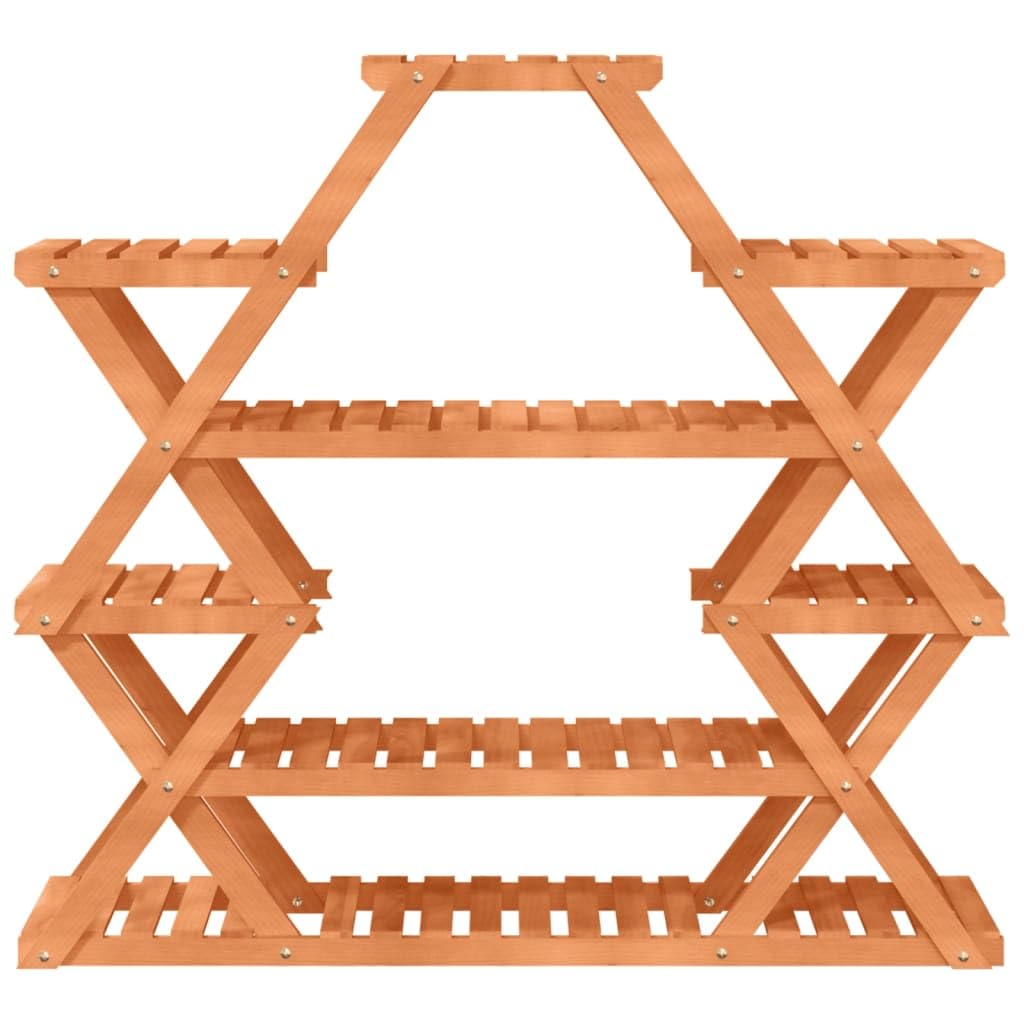 Stojak na kwiaty z drewna jodłowego, 110 x 25 x 105 cm, regał na rośliny z dużą ilością miejsca na dekoracje, wytrzymały stojak na rośliny do salonu, na balkon, taras, łącznie z uchwytem