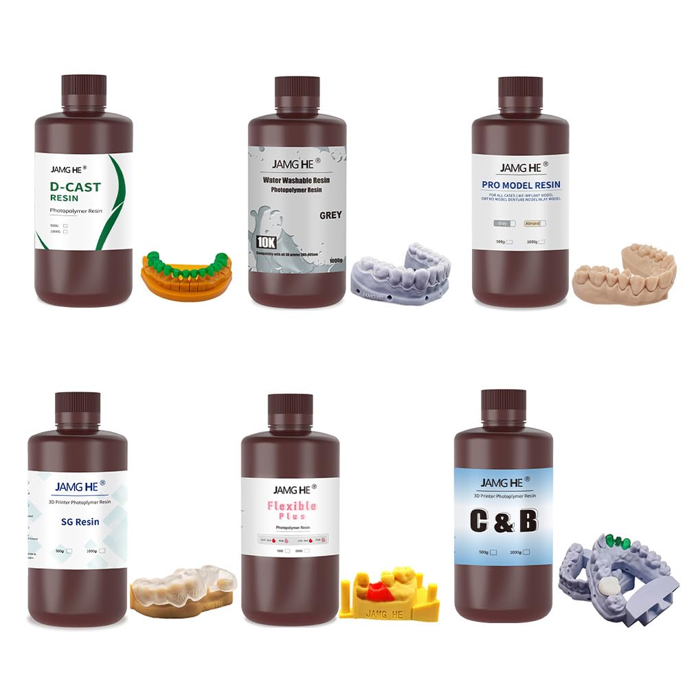 FDA Certification Temporary Dental Model A1 Resin, JAMG HE 405nm 3D Printer Temporary Dental Resin for DLP LCD High Precision High Hardness Fast Cure Teeth Appearance Color A1 500g
