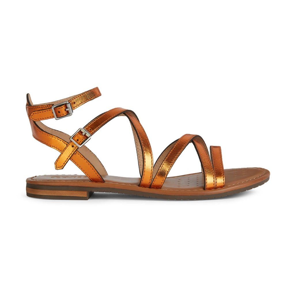 Geox Women's D Sozy S G Flat Sandals, orange, 39.5 EU