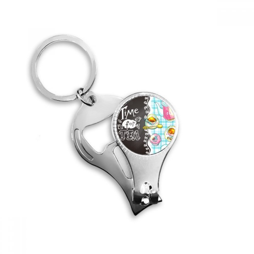 Cadeau porte-clés coupe-ongles original motif théière thé