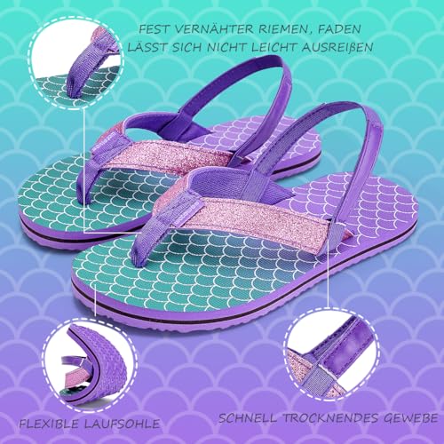 WateLves Flip Flops Kinder Badelatschen Kinder Sommer Zehentrenner Strand Sandalen MäDchen Jungen Unisex(Fischschuppe Rosa Lila 32/33 EU)