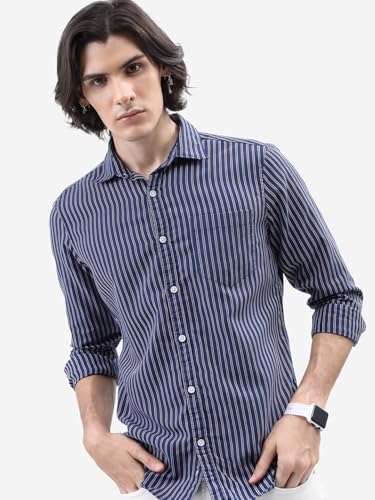 Image of Highlander Men's Slim Fit Striped Shirt | Full Sleeves | Everyday Wear Stylish Shirts for Men