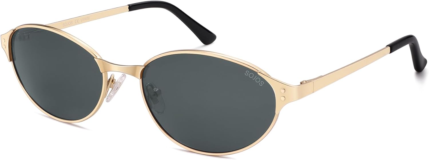 SOJOS Retro Oval Polarized Sunglasses for Women Men, Trendy Chic Cat Eye 90s Y2K Sunnies SJ1266