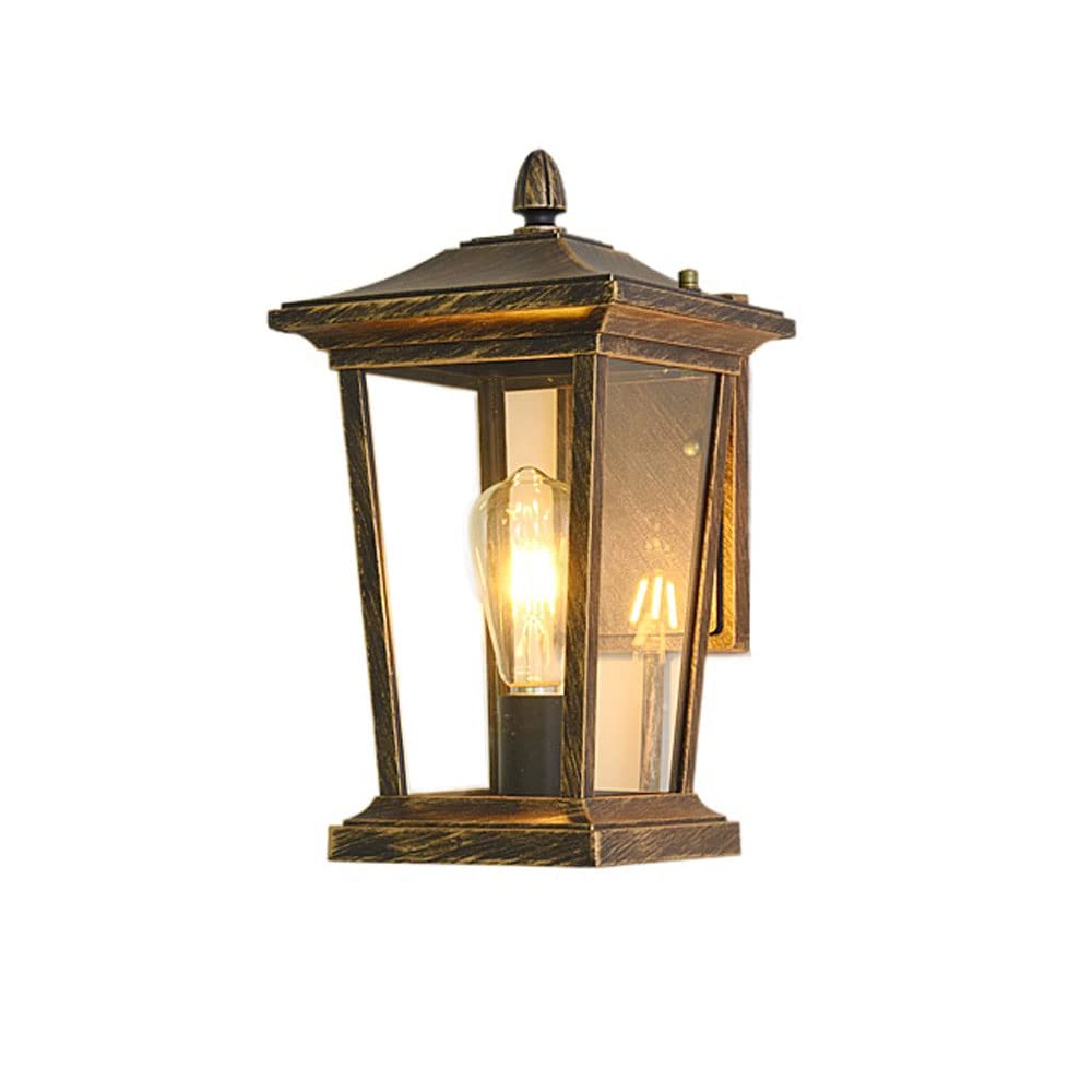 Applique murale extérieure E27 étanche noire avec abat-jour en verre de 8.2 pouces