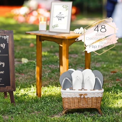 Image of Winterlace Bulk Flip Flops for Wedding Guests 48 Pairs Reception Slippers Destination Beach Pool Spa Sandals Wholesale Pack