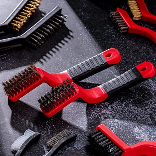 Sumind 30 Pcs Wire Cleaning Brush Set Nylon/ Stainless Steel/ Brass Metal Brush with Curved Handle Grip Paint Remover for Cleaning Rust Grout Cleaner (Nylon, Brass, Stainless Steel) - Image 5
