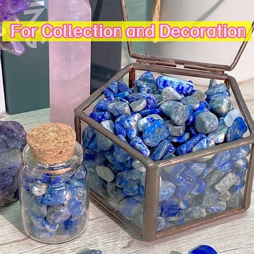 Image of YATOJUZI Lapis Lazuli Aquarium Gravel Rocks Bulk Wholesale Tumbled Crystals Stones Chips Crushed Reiki Energy Balancing Gemstones for Planters Vase Filler Fountain Fish Tank Potted Decor 0.44LB