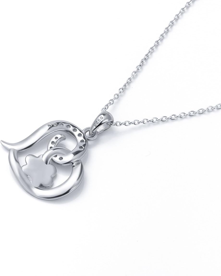 FLYOW 925 Sterling Silver Cute Paw Print Forever Love Heart Pendant Necklace/Bracelet/Stud Earrings Gift for Women, Box Chain 18" - Image 5