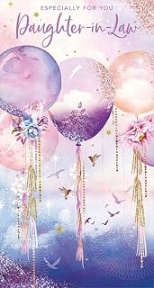 Daughter In Law Birthday Card Pizazz Embelished Elegant gold Flitter finish
