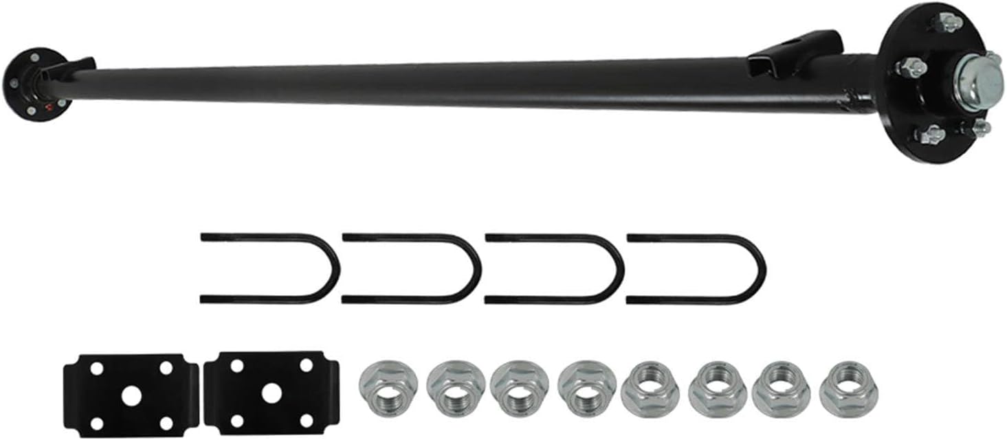 labwork 3500 lb Trailer Axle, 5-Lug 4.5 95 Hub Face Spacing 80 - Straight Steel Axle Tube - Powder Coated - Universal Fit - Includes U-Bolt Kit