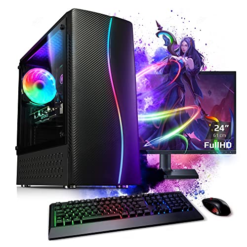 Kiebel Komplett Set, Gaming PC Bundle (Maus, Tastatur, 60cm TFT) AMD Ryzen 5 2600 6x3.4GHz, 8GB DDR4 2666, 512GB SSD, NVIDIA GTX 1650 4GB, WLAN, Win10 [184172]