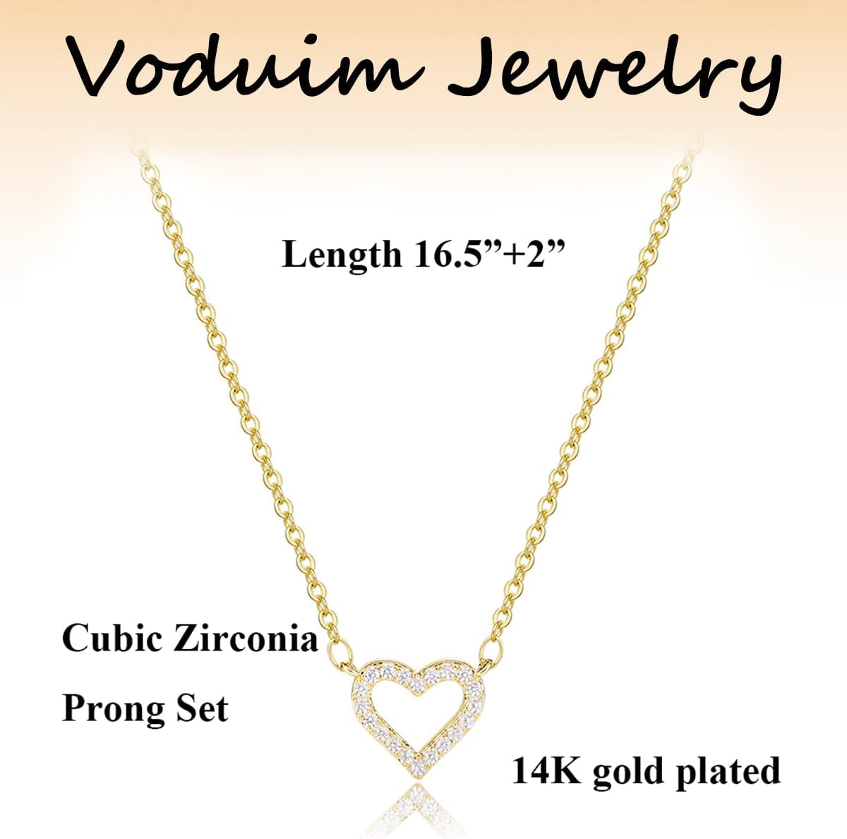 Gold Necklace for Women,14K Gold Plated Teardrop Cubic Zirconia Dainty Necklace Solitare Ttillion Heart Round Pear Cut CZ Pendent Layered Necklaces for Women 16.5+2 Inch - Image 5