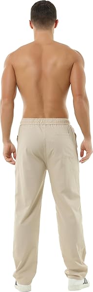 HOEREV Lin Pantalons décontractée de Plage été - 5