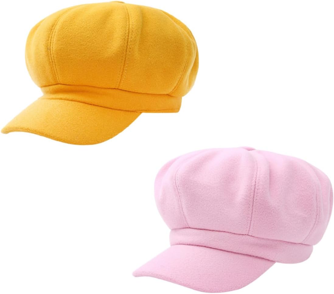 LIFKOME 2pcs Women Beanies Peaked Cap Stylish Woolen Beret for Fall Winter Accessories