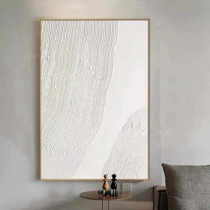 Tableau abstrait texturé blanc pour illuminer un grand mur