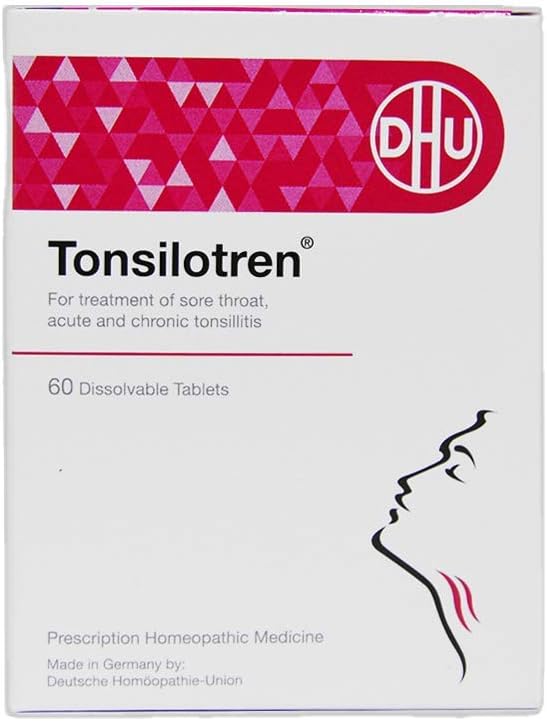 DHU Tonsilotren: All-Natural Homeopathic Remedy for Soothing Throat and Tonsil Irritation - 60 Tablets - Non-Drowsy, Safe for Kids & Adults - Supports Respiratory Health