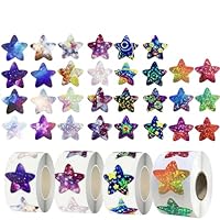 2000 Pcs Star Stickers, 2.5 cm Space Stickers for Kids, 4 Rolls, Teachers and Parents, Reward Stickers for Classroom, Motivational Stickers for Children, Decorative Stickers for Crafts