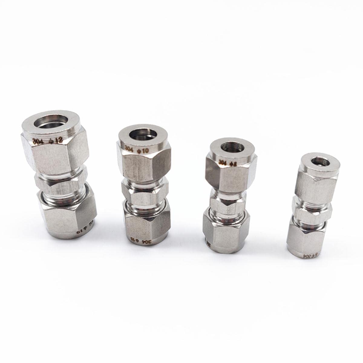Accesorio de virola Doble de Acero Inoxidable 304 Tubo de 6 mm 8 mm 10 mm 12 mm a 1/8 quot; 1/4" 3/8" 1/2" Tubo OD de Junta Recta Hexagonal de 25,4 mm