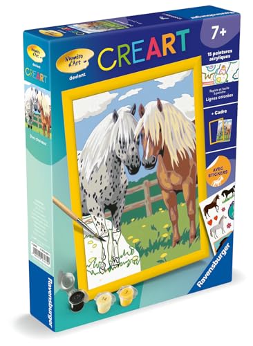 Ravensburger – CreArt Kids 18x24cm – Numéro d'art – Duo Chevaux – Kit de Peinture par numéros – Dès 7 Ans – 12023035