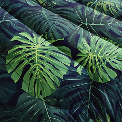 Qoomo Leaves Comforter Twin Size,Palm Leaves Kids Comforter Set,3Pcs Bedding Set Printed Comforter With 2 Pillowcases,Down Alternative,Soft And Lightweight,For All Seasons #TOP3