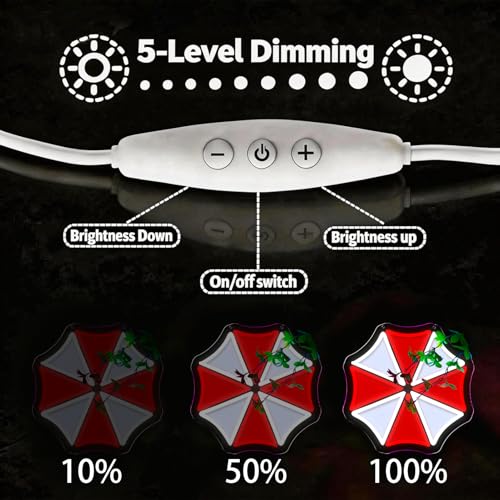 Image of Pugna Red White Umbrella Neon Signs for Wall Decor Neon Lights for Bedroom Led Signs Suitable for Dormitory Man Cave Christmas Gift