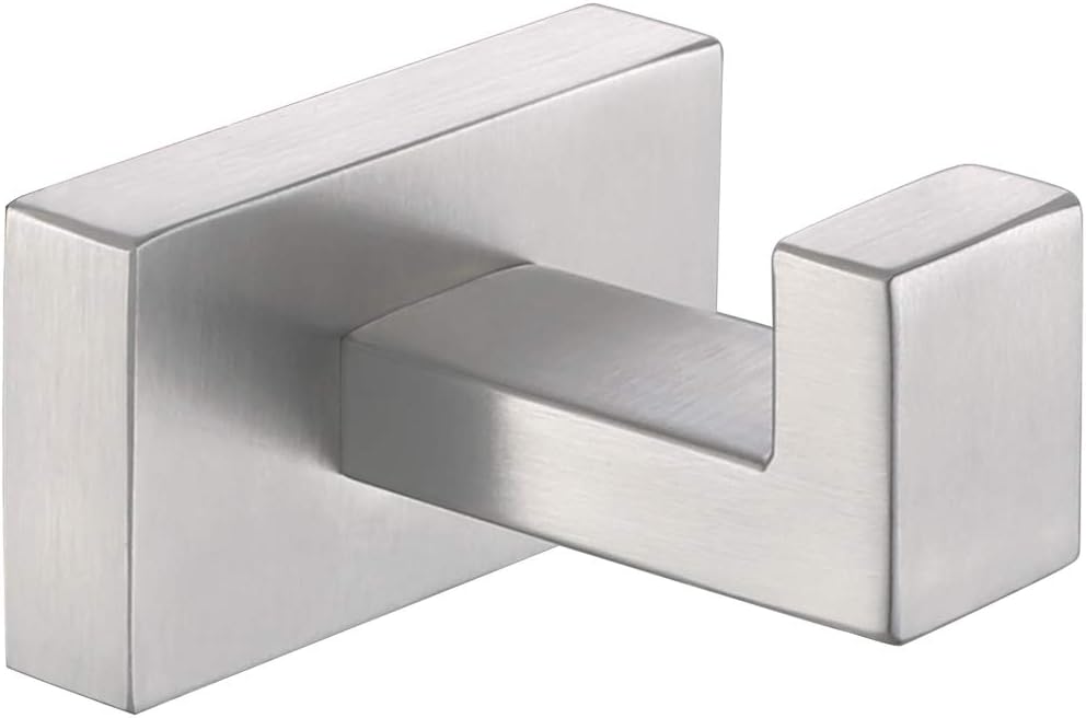 Bathroom Towel Hook, Angle Simple SUS304 Stainless Steel Square Hook, Bath Towel Holder, Robe Towel Coat Hook, Shower Clothes Hook for Wall, Brushed Nickel