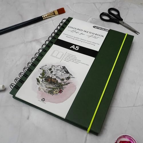 Image of NOTEHOUSE A5 Portrait Spiral Sketchbook (14x21 cm) | 96 Unruled White Thick Pages | Professional Drawing Notebook | Green Hard Cover Art Book for Artists & Students