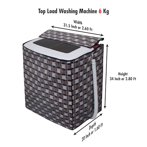 Image of DREAM CARE Waterproof & Dustproof Washing Machine Cover Top Load & Semi Automatic Suitable for 6 kg, 6.2 kg, 6.5 kg (80 x 86 x 51 cms)