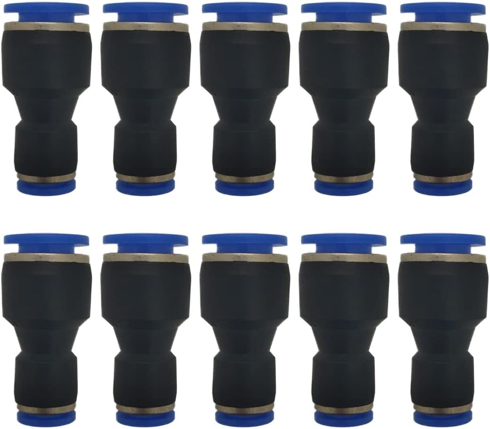zjxed 1/4" OD x 3/8" OD Pneumatic quick Connector Push to Connect fittings Straight reducer Union/Coupler (Pack of 10)
