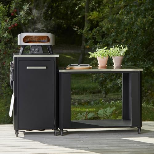 cozze® Outdoor Küche | H110 cm | Edelstahl Arbeitsplatte | Modulares Design | Mit Stauraum & Haken | Wetterfest & Robust | Für Pizzaofen & Grill
