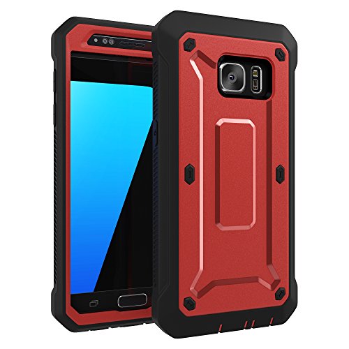 Galaxy S7 Case, ToughBox® [Shield Series®] [Shockproof] [Red] for Samsung Galaxy S7 Case [Built in Screen Protector] [with Holster & Belt Clip] [Has Kickstand]