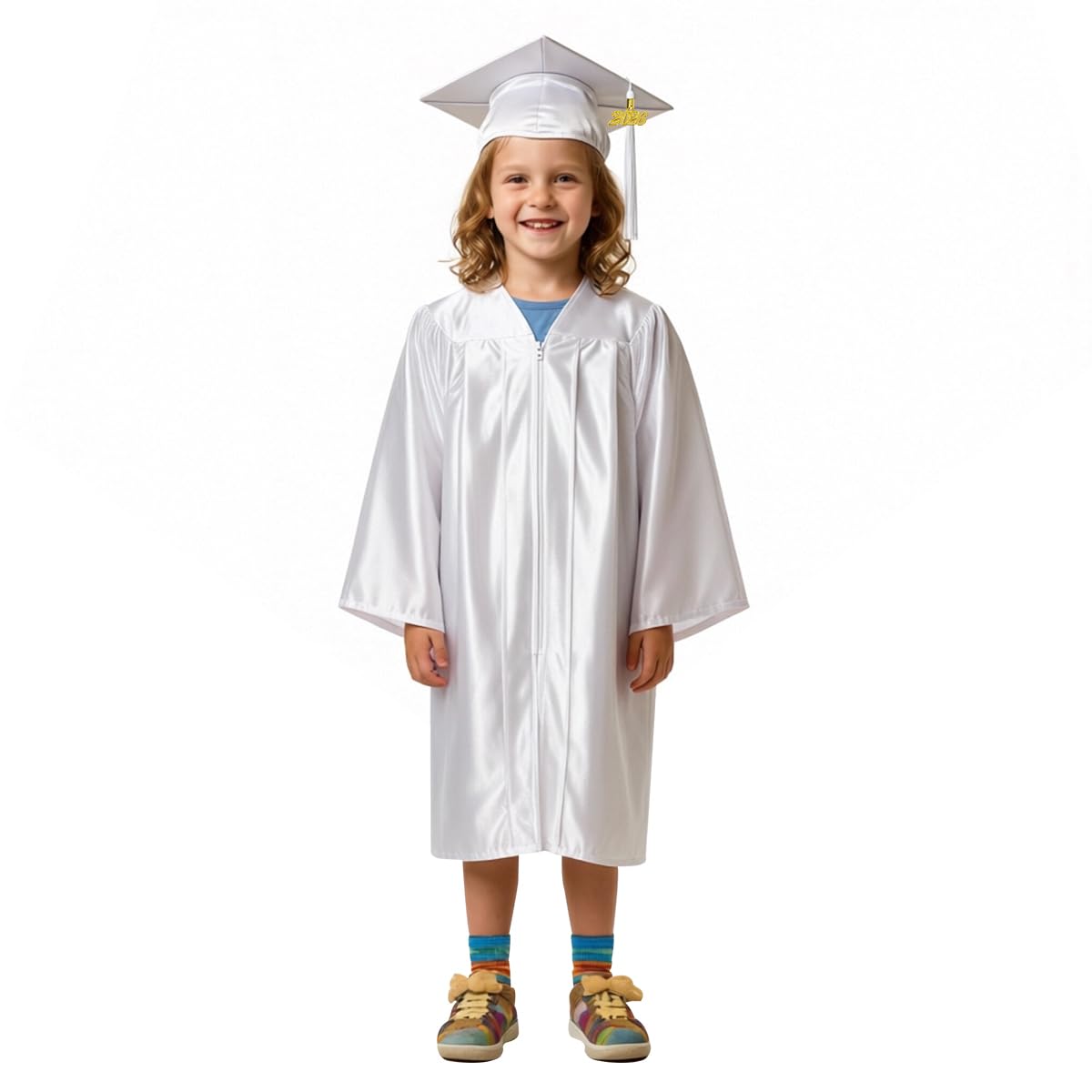 Shiny Preschool Kindergarten Graduation Cap Gown Set for Kids With 2026 2025 Tassel Charm