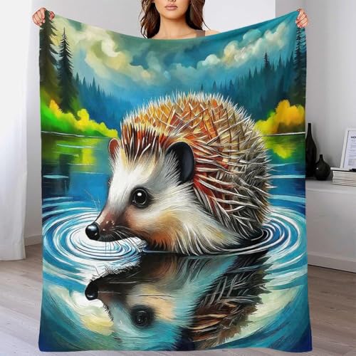 Couverture peluche hérisson 180x200cm contre le froid du soir - 6