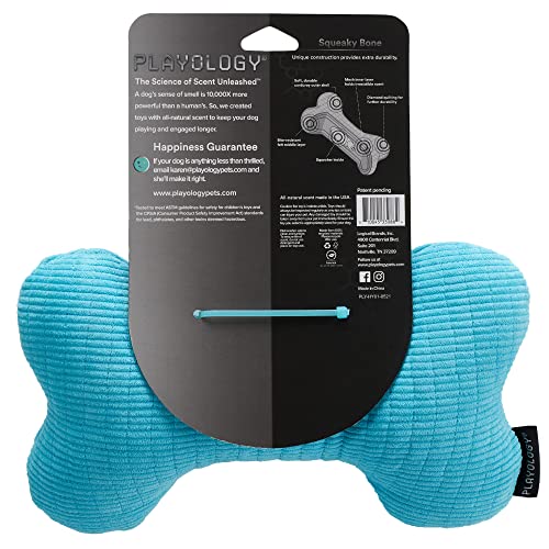 Playology Plush - Squeaky Bone - Large - Engaging All-Natural Peanut Butter Scent #TOP7
