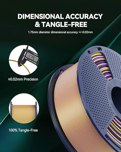 Image of SUNLU Silk Triple Color PLA Filament Bundle Muticolor, Neatly Wound Shiny Silk 3D Printer Filament 1.75mm ±0.02mm, Individually Vacuum Packed, 0.25kg per Spool, 1kg in Total, 4 Pack.