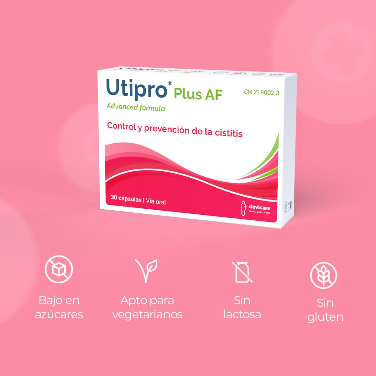 Utipro Plus AF - Tratamiento No Antibiótico - Control y Prevención de las Infecciones del Tracto Urinario – 30 cápsulas | Tratamiento no antibiótico. Ayuda al control y prevención de las infecciones del tracto urinario.
